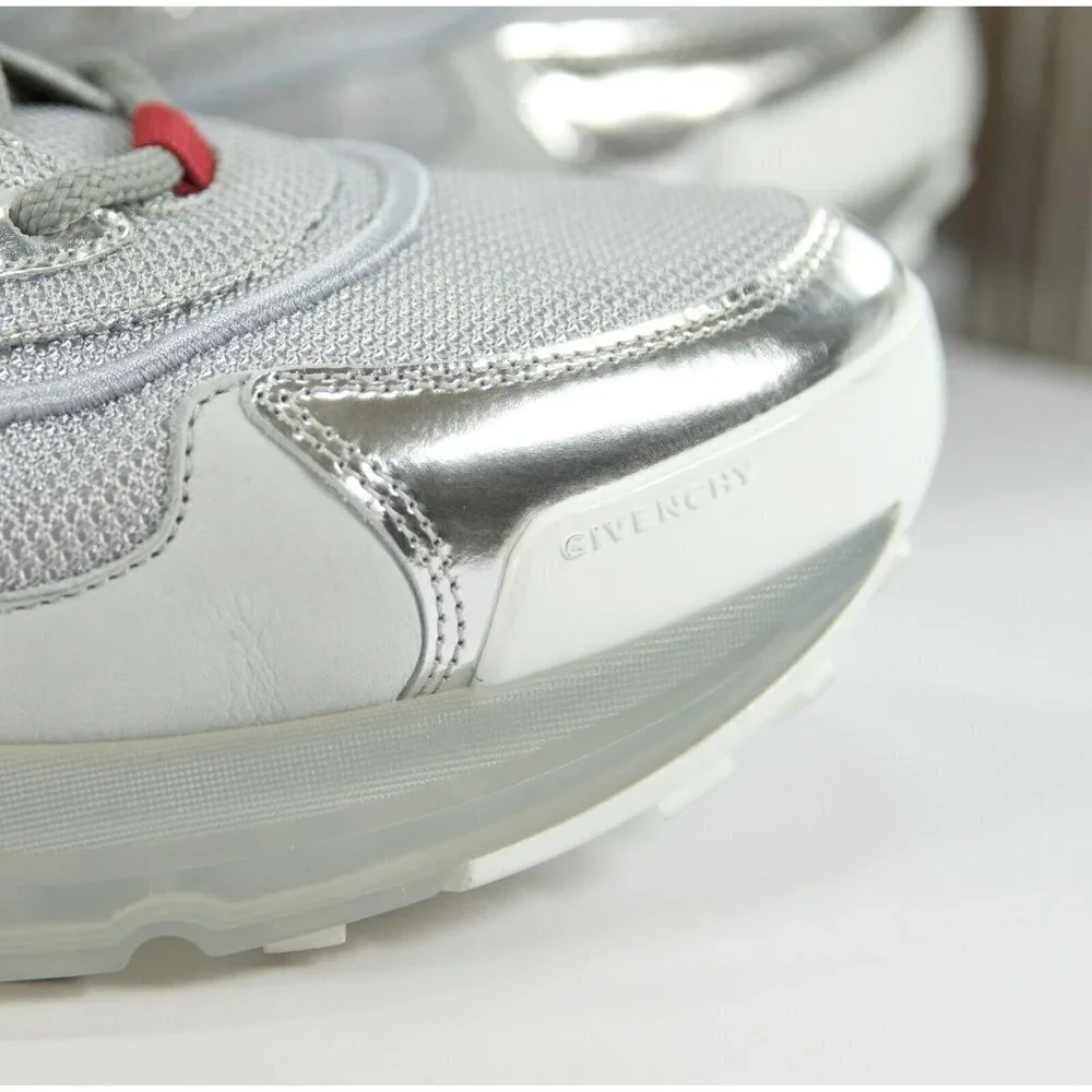 Givenchy Mens GIV 1 Silver Metallic Calf Leather Sneakers 46 NIB - Picture 4 of 12